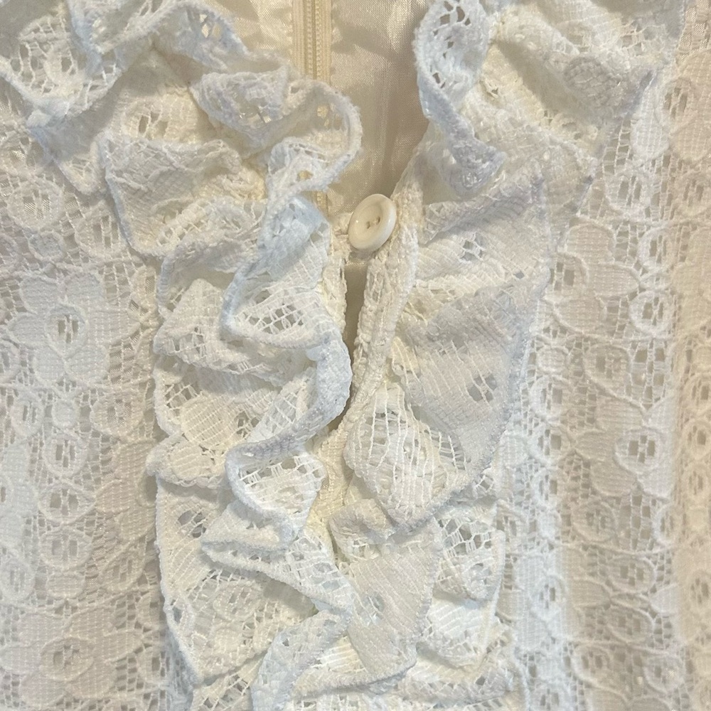 NWT Vintage Sandra Darren Black White Floral Eyelet Dress Size 12 - Picture 9 of 14